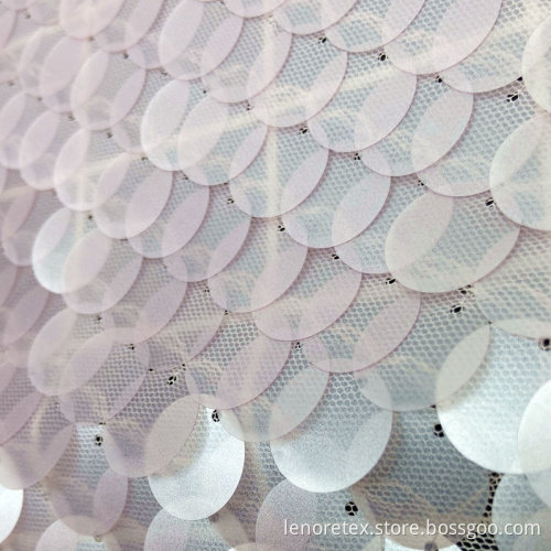 Polyester Pink 18mm Large Sequin Mesh Embroidery Fabric